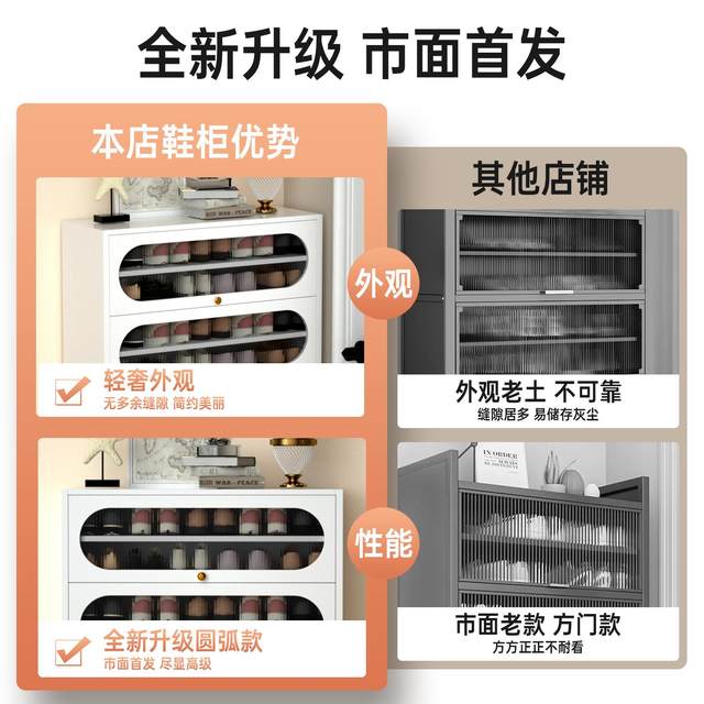 钢制翻门鞋柜家用落地多层大容量门口入户鞋架2023新款收纳储物柜