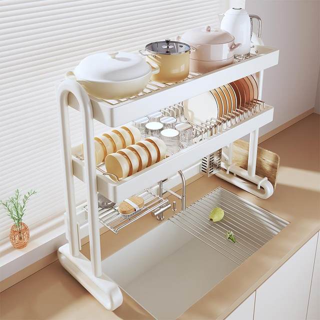 Kitchen stainless steel sink storage rack, dish storage rack, household multi-function dishwasher sink drain bowl rack