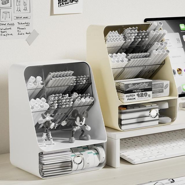 Inclined pen holder office desktop light luxury high-end children's stationery dormitory desk storage rack student storage