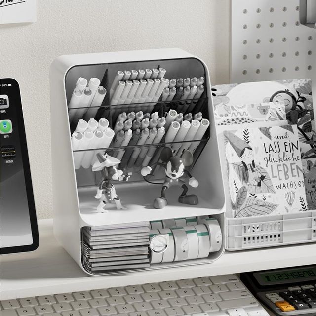 Inclined pen holder office desktop light luxury high-end children's stationery dormitory desk storage rack student storage