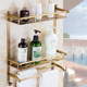 All copper antique European double-layer bathroom storage rack Bathroom A room towel rack Cosmetic storage rack Wall-mounted without punching