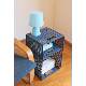 The bedside table, simple modern side several combination storage basket storage rack, bedroom blue metal hole board