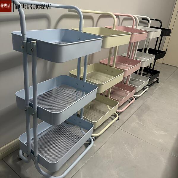 收纳置物架小推车浴室落地多层厨房移动零食储物架卧室