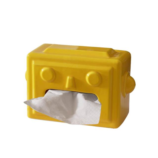 LENYVASEN Robot Ceramic Paper Towel Box Modern Creative Living Room Storage Box Desktop Ornament Paper Box