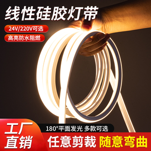 Led Silicone Soft Light Strip Embedded 12V24V220V Waterproof Curved Linear Surface-Mounted Flexible Soft Light Line Ligh
