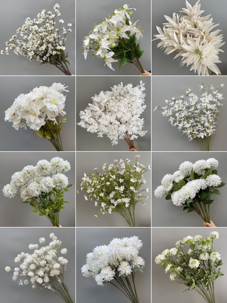 白色系婚庆仿真单支花艺玫瑰花花材婚礼背景墙插花吊顶装饰假花材