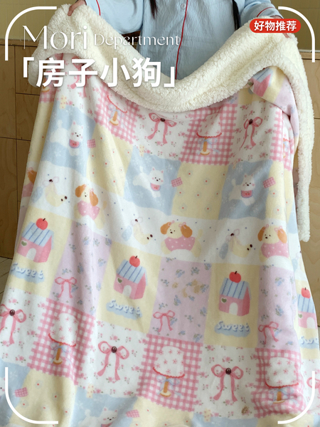 牛奶绒羊羔绒毛毯秋季加厚办公室午睡盖毯子儿童小被子沙发床上用