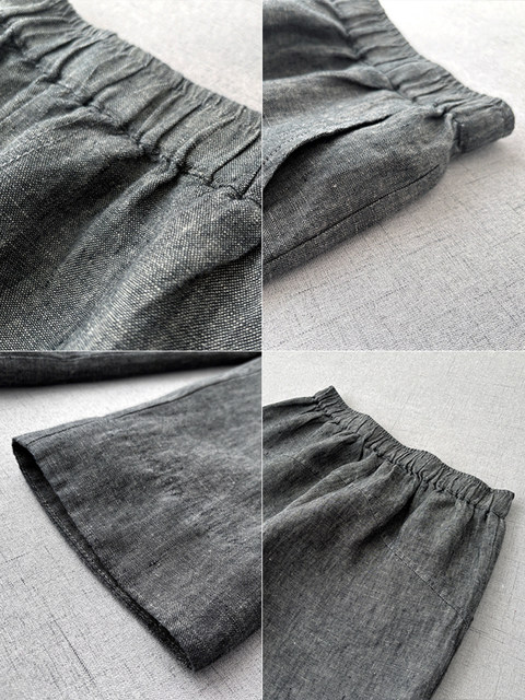 New spring style literary linen casual pants for women's cropped pants loose and slim and versatile small feet Harem radish pants