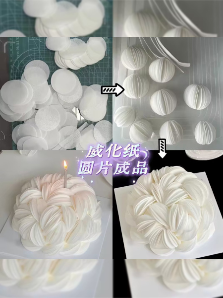 高级氛围感女生女神生日蛋糕装饰圆形威化纸糯米纸花朵花瓣插件