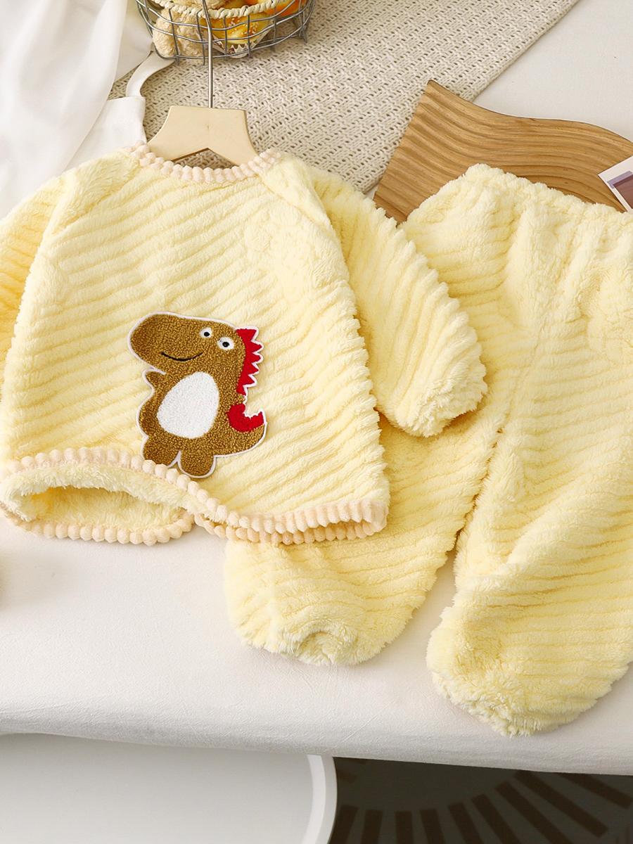SMOCK BABY SUIT NEW MALE AND FEMALE BABY FLANNEL SMOCK PUFF PANTS TWO-PIECE SET OF CHILDRENS ANTI-DIRT CLOTHES UPSIDE DOWN