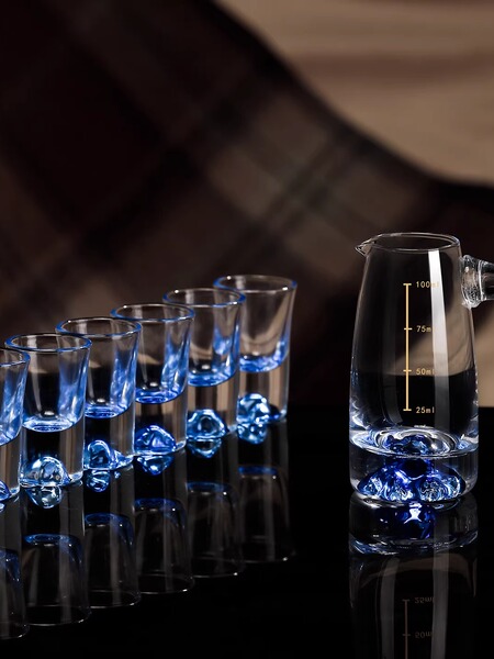 高档蓝山白酒杯分酒器家用套装轻奢杯子酒具高级精致小酒杯一口杯