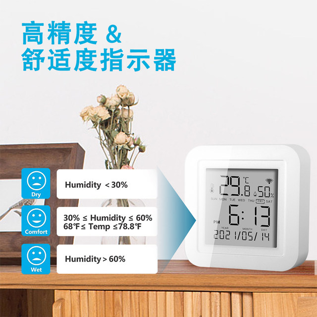 涂鸦WIFI温湿度传感器 智能家居室内智能联动温度湿度感应USB供电