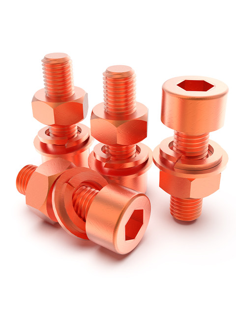 T2 copper red copper hexagon screw bolt conductive electric power transmission hexagon screws include flat elastic mother set