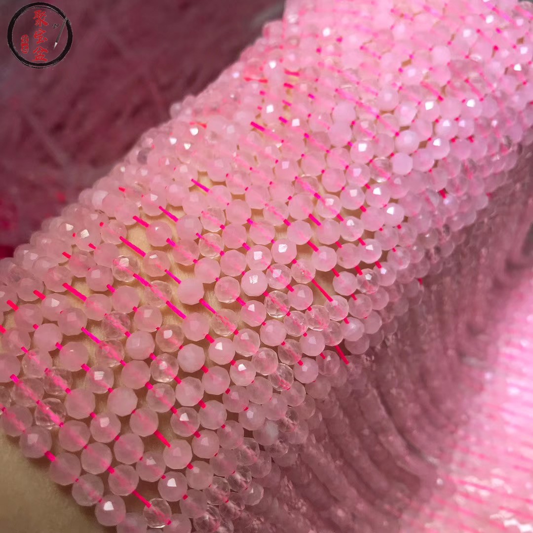 천연 마다가스카르 로즈 쿼츠 패싯 각도 루즈 비즈 2MM 4MM 하드 드라이브 패싯 DIY 반제품