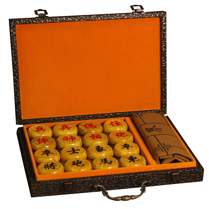 단단한 나무 체스 물 리플 황금 난 중국 체스 나무 공예 레저 엔터테인먼트 비즈니스 선물 세트