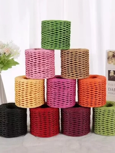 拉菲草 Плетеная шапка ручной работы, шерстяной плетеный крючок для вязания, DIY