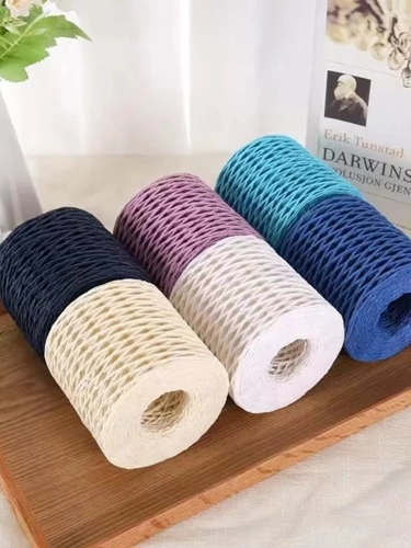 拉菲草 Плетеная шапка ручной работы, шерстяной плетеный крючок для вязания, DIY