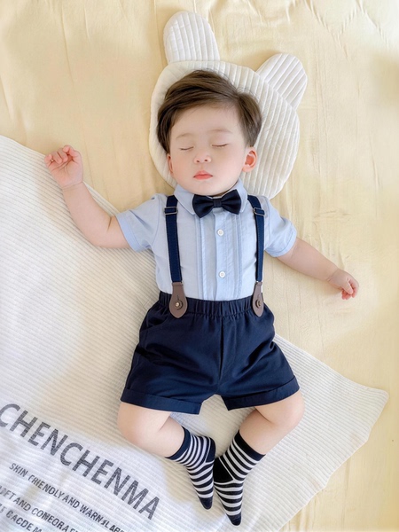 一周岁男宝宝礼服套装夏季男童短袖小西装婴幼儿纯棉抓周宴衣服潮