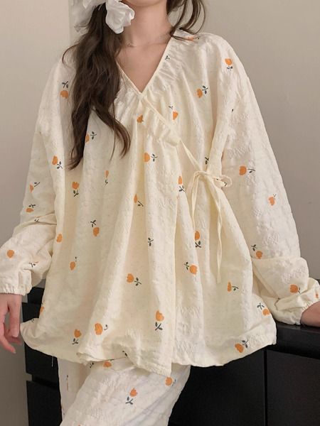 孕妇睡衣夏季薄款产后长袖纱布月子服产妇哺乳怀孕期和服款家居服