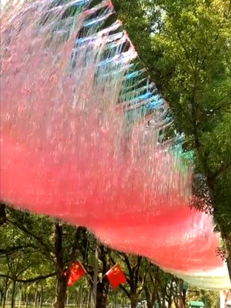 网红打卡户外天幕流苏梦幻长廊金光幻彩雨丝帘生日背景墙装饰丝带