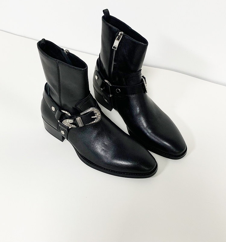 CHELSEA MENS AUTUMN AND WINTER EUROPEAN AND AMERICAN NEW SHORT TUBE THICK-SOLED FASHION TREND BRITISH STYLE COWHIDE POINTED-TOE MARTIN BOOTS
