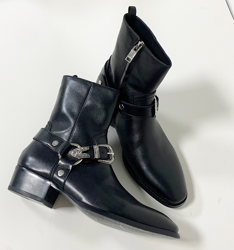 CHELSEA MENS AUTUMN AND WINTER EUROPEAN AND AMERICAN NEW SHORT TUBE THICK-SOLED FASHION TREND BRITISH STYLE COWHIDE POINTED-TOE MARTIN BOOTS