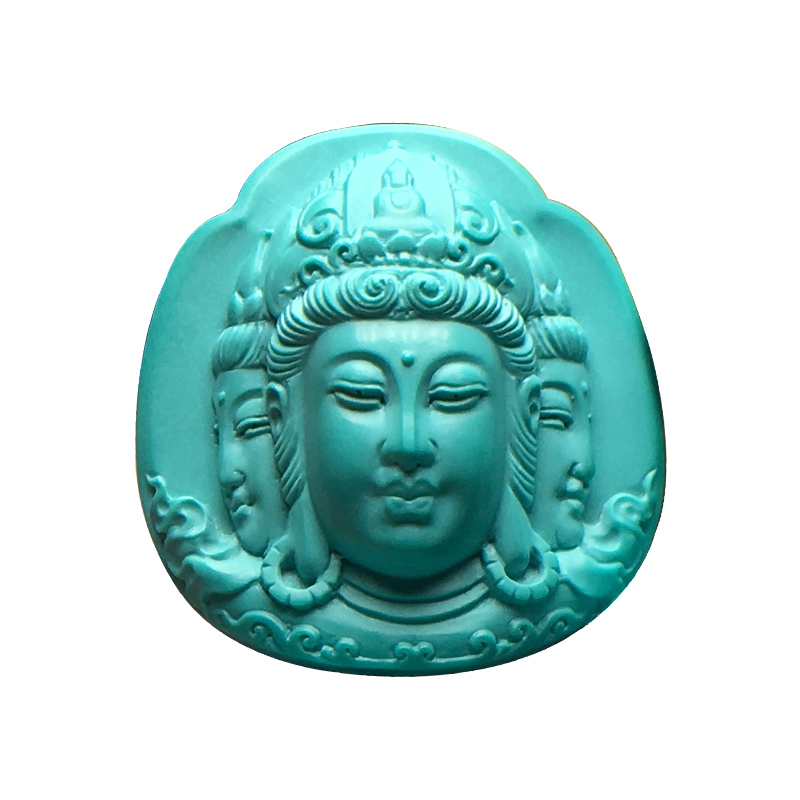호북 천연 광석 청록색 둥근 구슬 팔찌 3 방향 부처님 머리 느슨한 구슬 펜던트 조각 된 별과 달 BODHI 액세서리