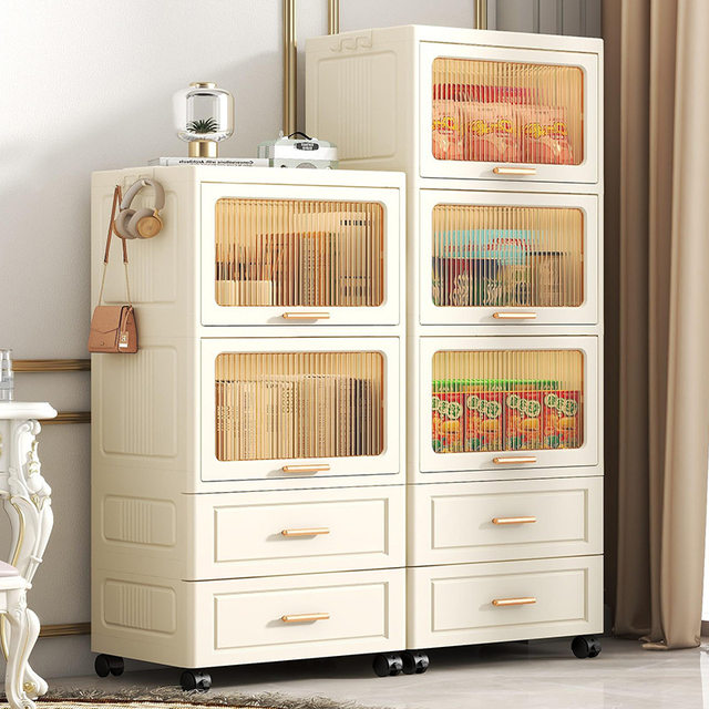 Household flip storage cabinet Living room children's toy drawer cabinet baby clothing multi-layer plastic