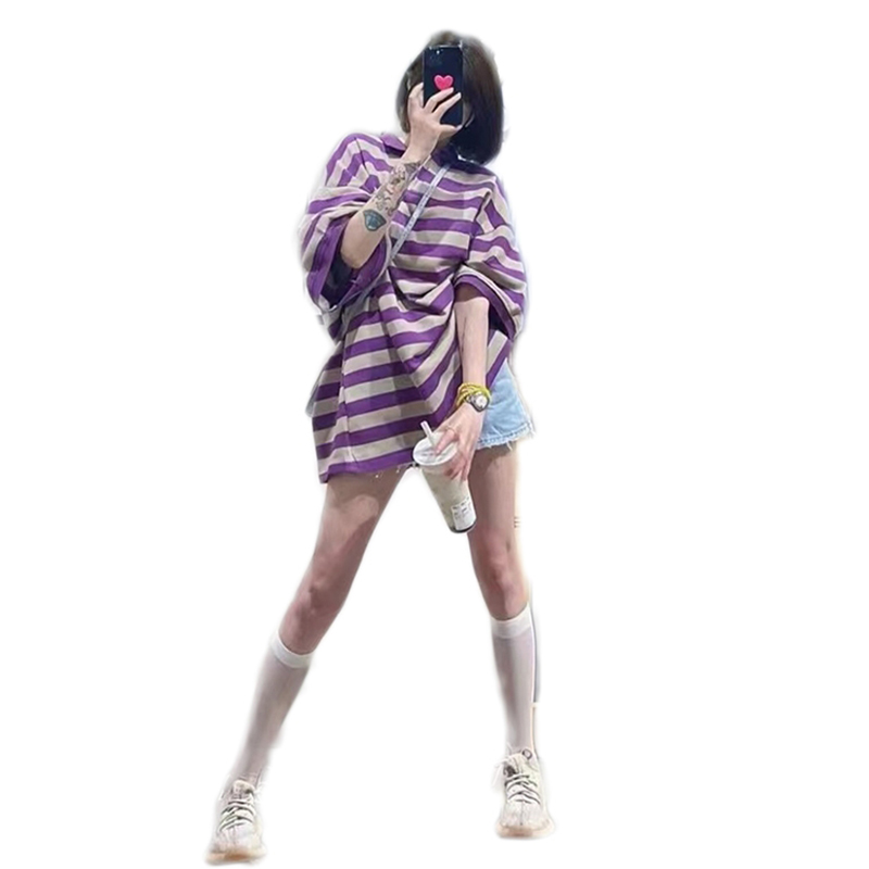 MATERNITY SUIT SUMMER FASHION KOREAN VERSION LOOSE CASUAL STRIPED TOP WOMENS SHORTS SHORT SLEEVES COTTON THIN TWO-PIECE SET