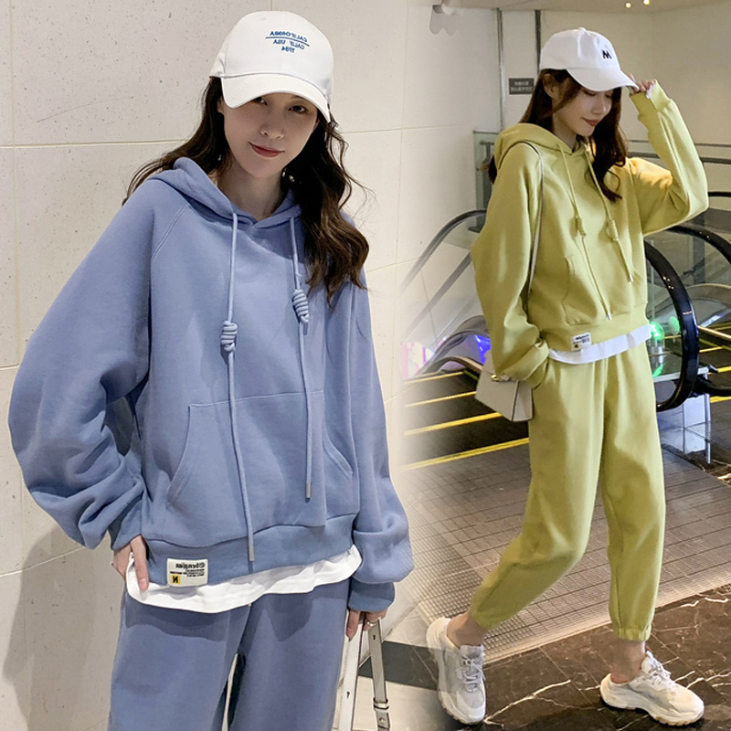 PREGNANT WOMENS AUTUMN SUITS FASHIONABLE OUTINGS SPRING AND AUTUMN FOREIGN SWEATSHIRTS LOOSE INTERNET CELEBRITIES CASUAL SPORTS AUTUMN TWO-PIECE SUITS