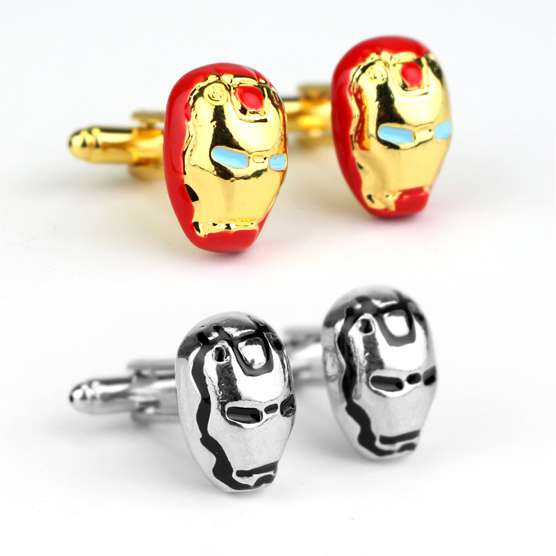 EUROPEAN AND AMERICAN MOVIES: AVENGERS CRESTS CUFFLINKS IRON MAN SPIDER-MAN CAPTAIN AMERICA MASK CUFFS