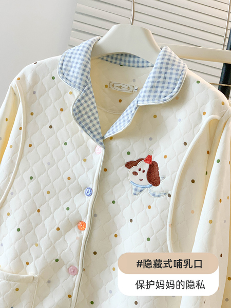 秋冬季加厚空气棉月子服春秋款纯棉产后孕妇睡衣哺乳期2月份3坐月 — 2