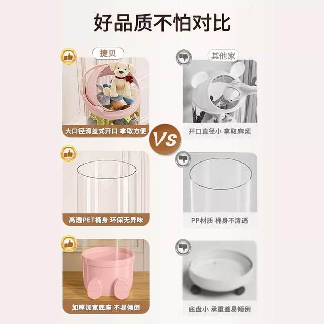 Doll storage bucket plush toy doll big doll transparent rag doll storage tube basket artifact round-X