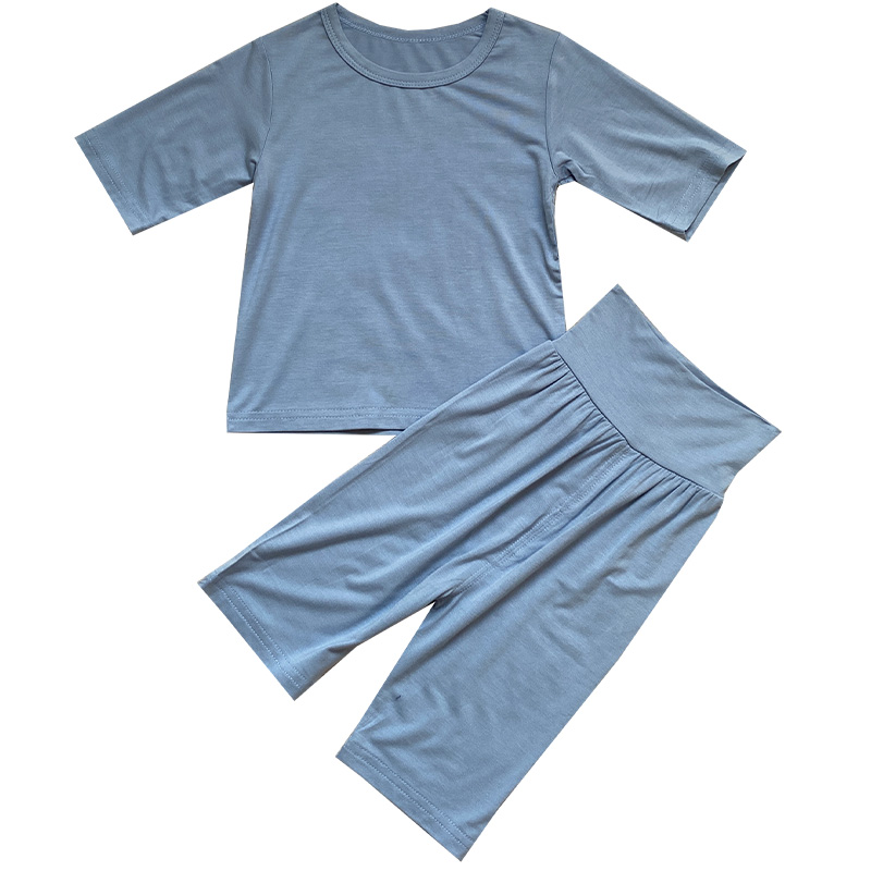 CHILDRENS PAJAMAS MODAL COTTON SILK SUMMER THIN SECTION SHORT-SLEEVED HIGH-WAIST BELLY PROTECTION SUIT BOYS AND GIRLS BABY HOME CLOTHES