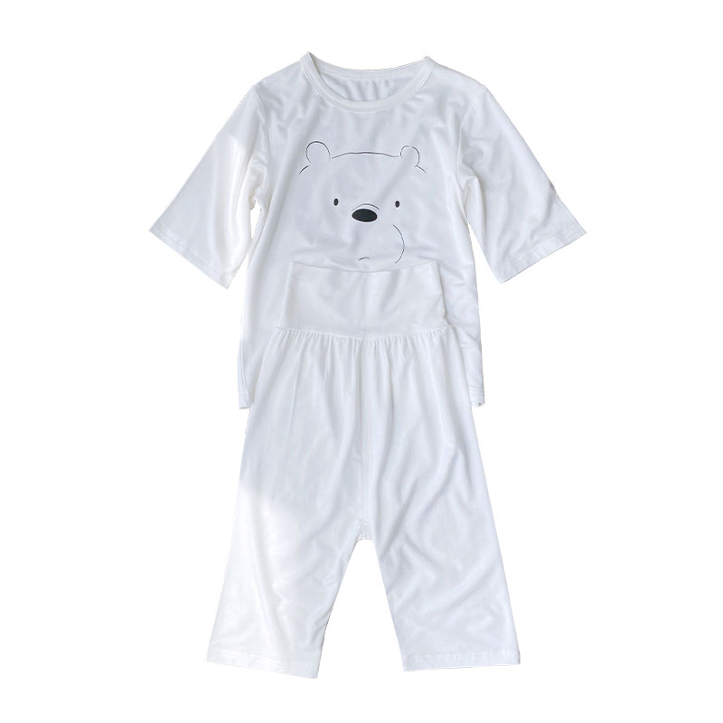 CHILDRENS PAJAMAS MODAL SUMMER THIN COTTON SILK LOOSE HIGH WAIST SHORT SLEEVE SUIT BABY BOY GIRL AIR CONDITIONED SUIT