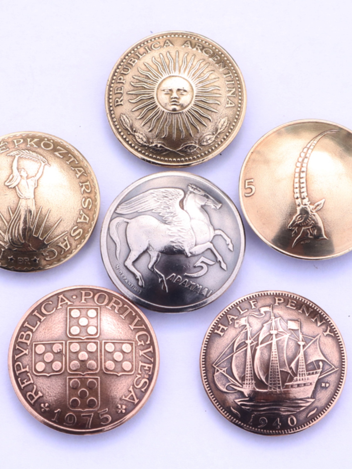 HANDMADE DIY VINTAGE GENUINE MONEY CLOTHES DECORATION BUCKLES GENUINE MONEY CUFFLINKS LEATHER GOODS CAI CLOTH BUCKLE COIN BADGE 25-26MM