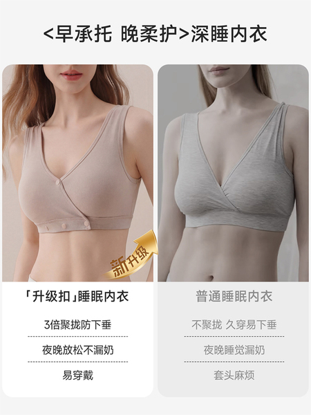深睡哺乳内衣产后喂奶专用孕妇内衣孕期桑蚕丝睡眠孕期文胸交叉式 — 2