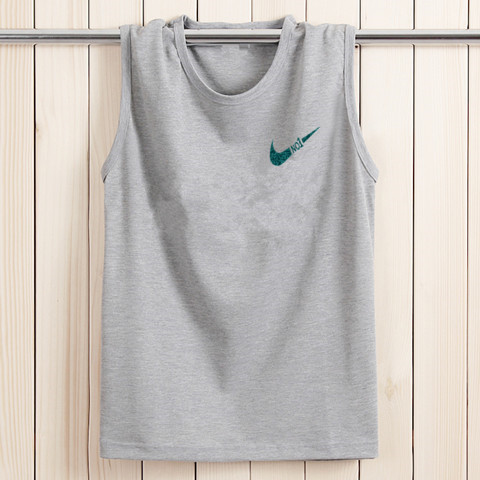 MENS VEST COTTON SPORTS TIDE BRAND WHITE HURDLE SLIM TYPE LARGE SIZE SLEEVELESS T-SHIRT YOUTH SUMMER BASE FITNESS