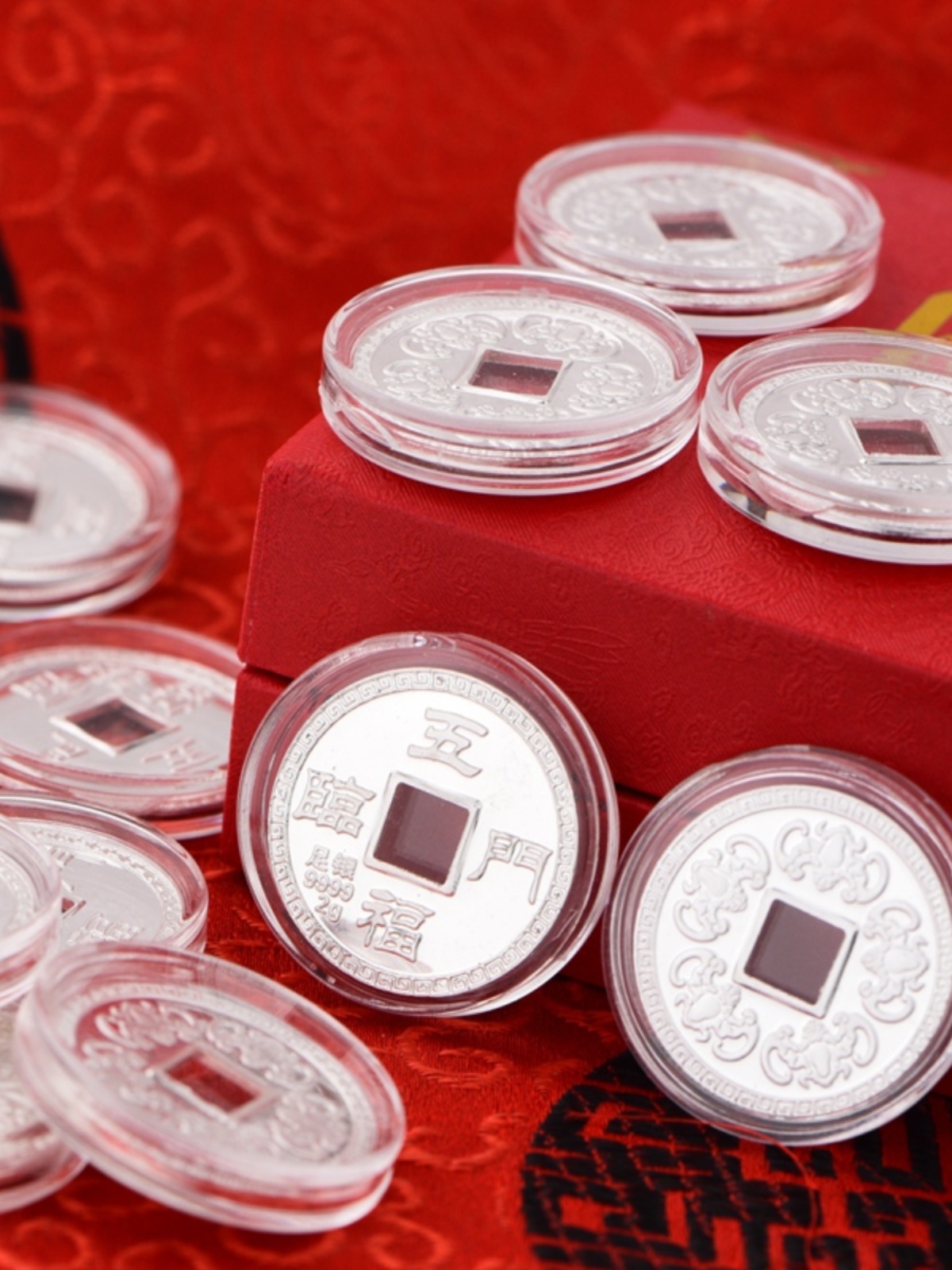 순은 999 은화 만두 동전 은괴 새해 돈 빨간 봉투 고체 만두 돈 새해 선물