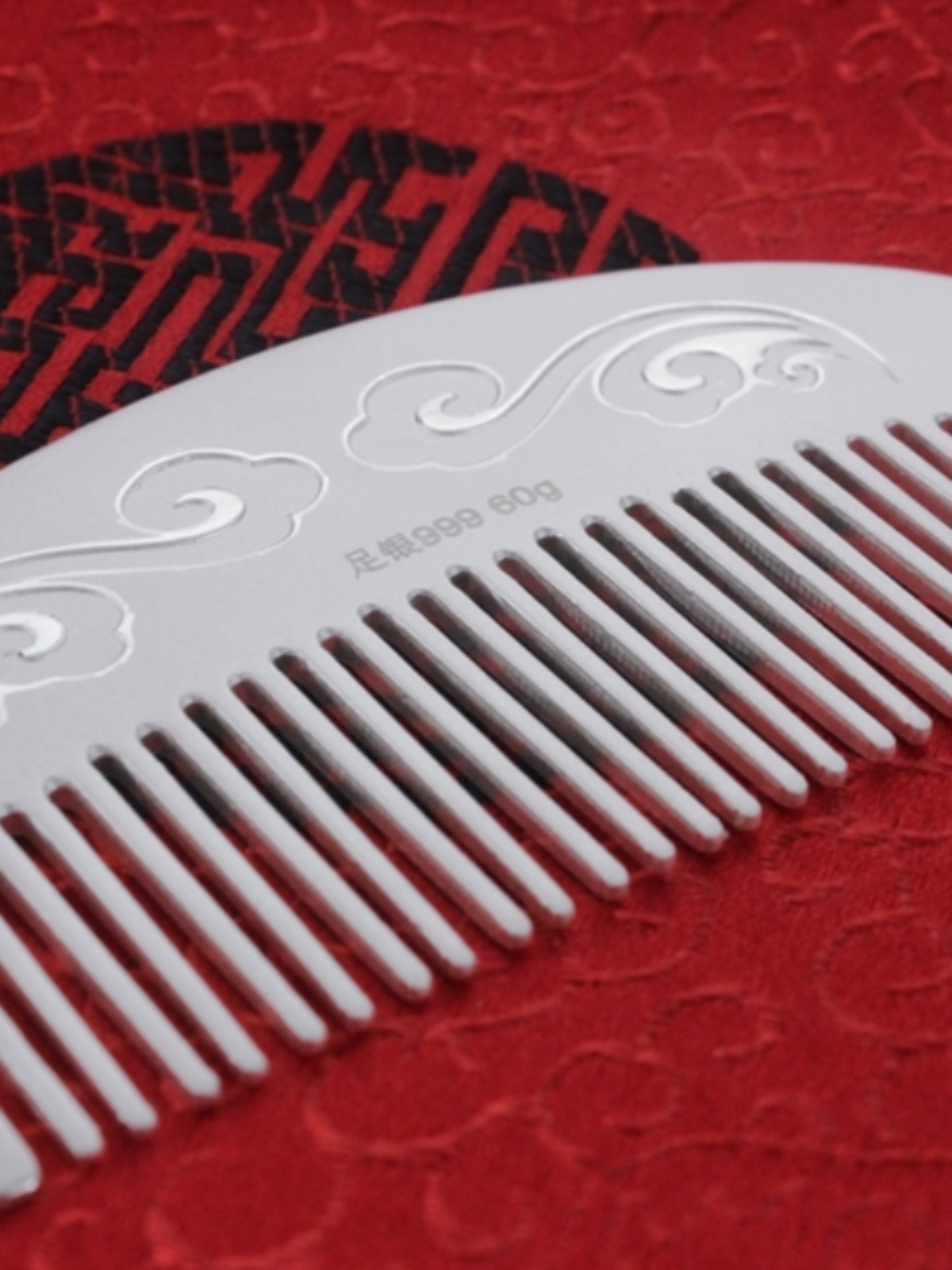 실버 빗 999 수제 헤어 빗 순수 실버 건강 정리 보석 여자 친구에게 선물 운남 눈송이 실버 빗 긁기