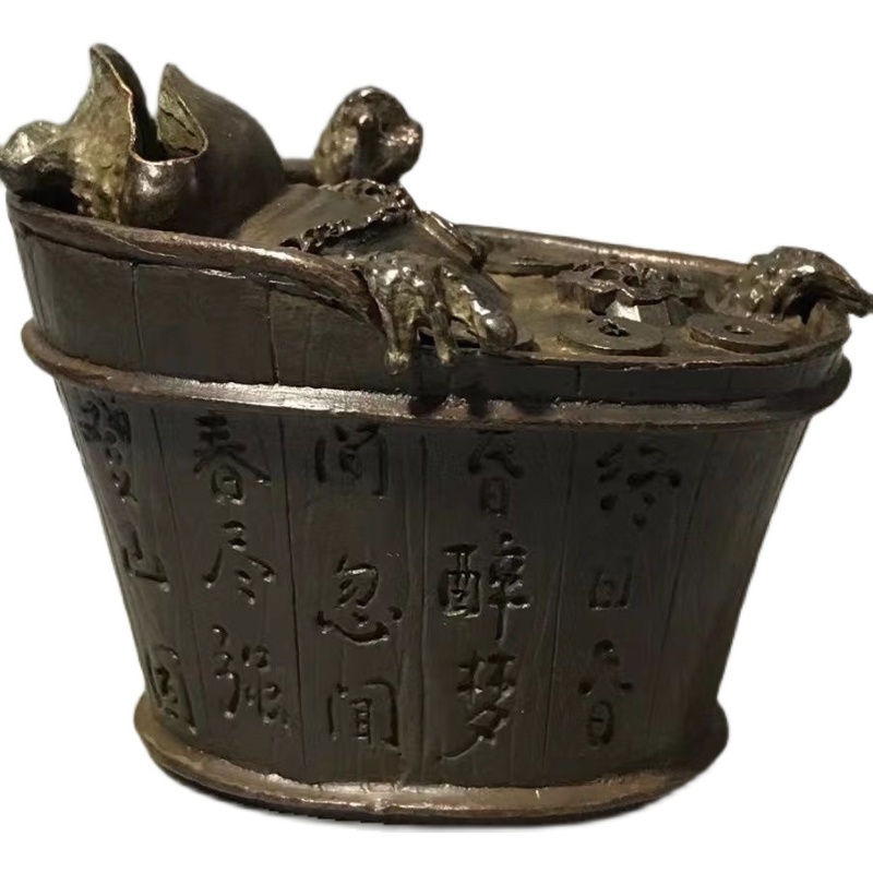 골동품 및 기타 골동품 합금 구리 주조 황금 두꺼비 구리 향 버너 작은 장식품 정밀 구리 예술 다도 구리 애완 동물 구리 향 버너