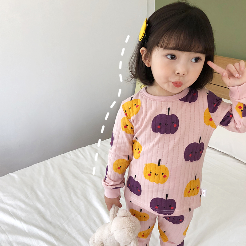 BABY AUTUMN CLOTHES AUTUMN PANTS SET COTTON BABY UNDERWEAR CHILDRENS MALE COTTON SWEATER WOMENS HIGH-WAISTED BELLY PROTECTION SPRING PAJAMAS