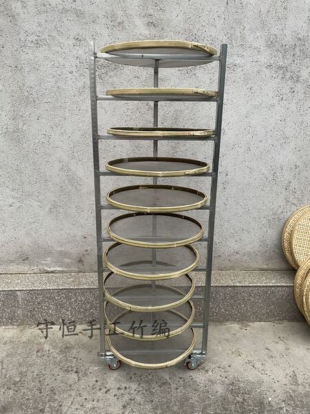 可折叠三脚架移动药材晾晒小型架茶叶干菜晾青架有簸箕网筛架摊青