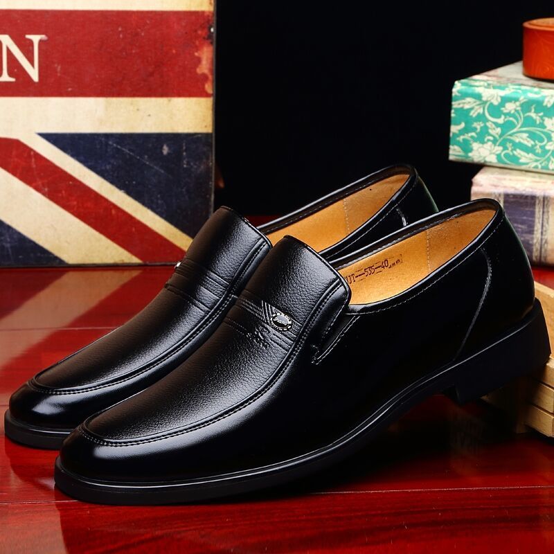 [100% FULL COWHIDE]LEATHER SHOES MENS MENS CASUAL SHOES MENS BREATHABLE SOFT-SOLED YOUTH SLIP-ON MENS SHOES FOR WORK