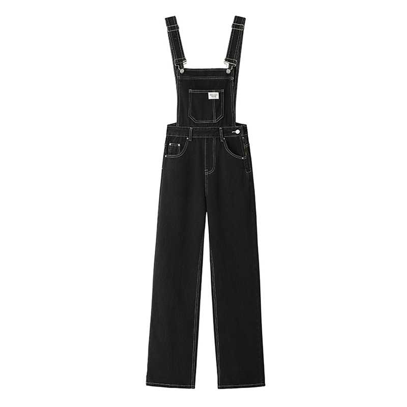 BRANDED DISCOUNT HIGH WAIST DENIM BIB WOMENS SMALL MAN KOREAN STRAIGHT WIDE-LEG JUMPSUIT