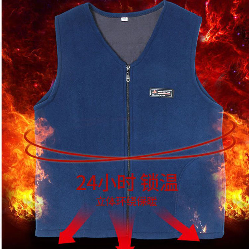 MIDDLE-AGED AND ELDERLY MENS VEST SPRING AUTUMN AND WINTER NEW LOOSE CASUAL HORSE CLIP SLEEVELESS SHOULDERED FLEECE FLEECE VEST JACKET