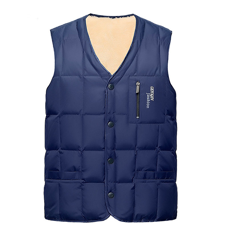 FLEECE AND THICKENED MENS VEST AUTUMN AND WINTER WARM DOWN COTTON SHOULDERS FOR MIDDLE-AGED AND ELDERLY LOOSE PLUS-SIZE CASUAL DAD CLOTHES
