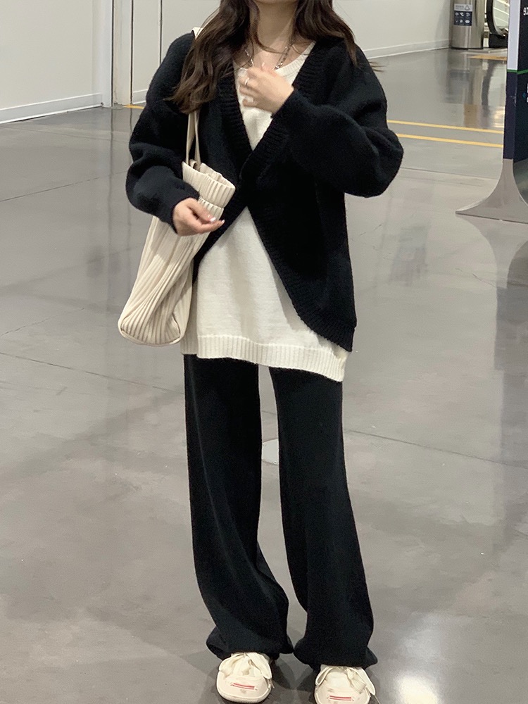 PREGNANT WOMEN AUTUMN SUIT FASHION 2024 DESIGN SENSE GENTLE WIND LOOSE CASUAL AUTUMN OUTING KNITTING TWO-PIECE SET