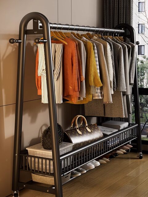 Xingyou clothes rack floor-standing bedroom household clothes rack indoor room movable simple clothes storage rack