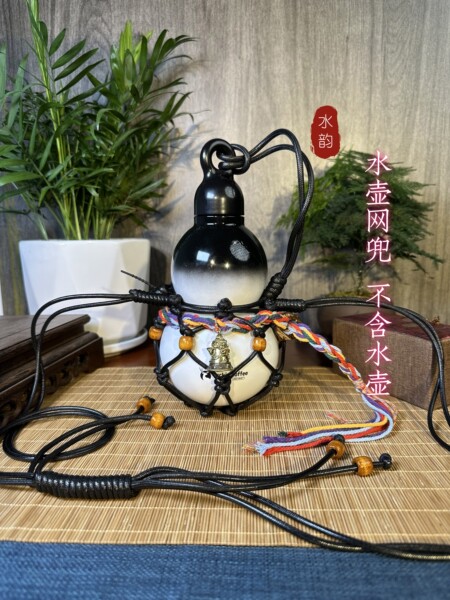 瑞幸葫芦水壶皮绳网兜背绳铃铛藏式斜跨绳纯手工(不含水壶)